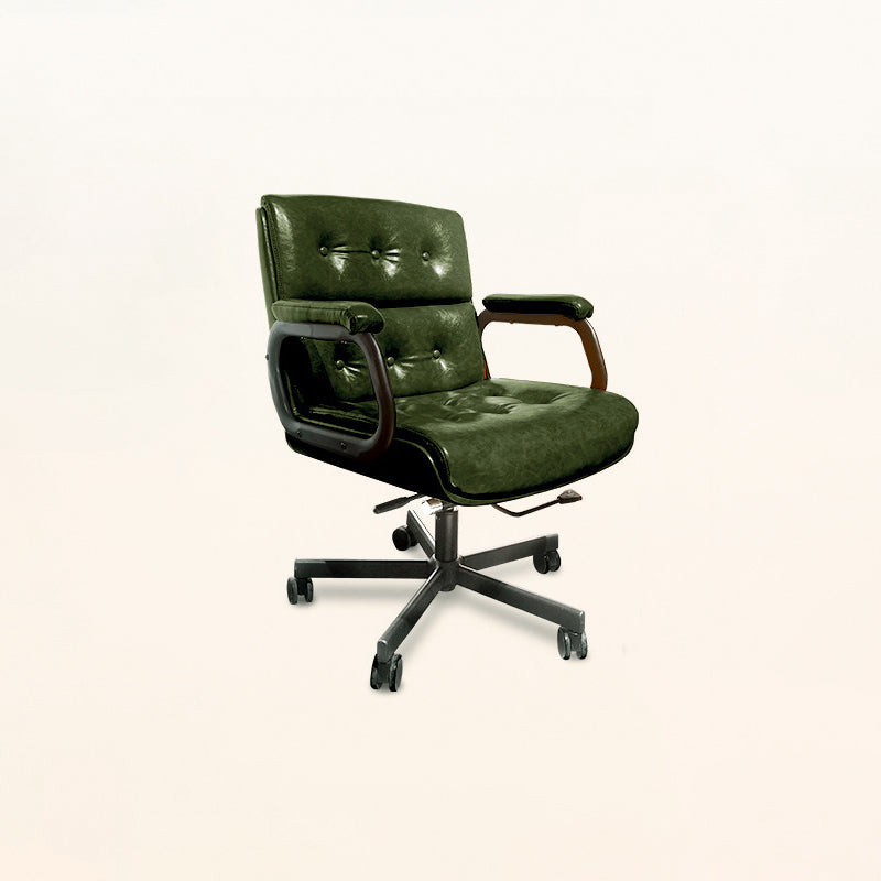 Contemporary Vintage Square Microfiber Leather Cowhide Leather Contact Surface Iron Desk Chair Backrest Armrests For Home Office