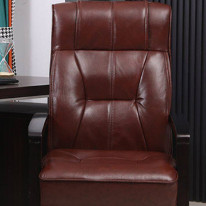 Traditional Chinese Rectangular PU Leather Top Grain Leather Contact Surface Rubberwood Desk Chair Backrest Armrest For Home Office