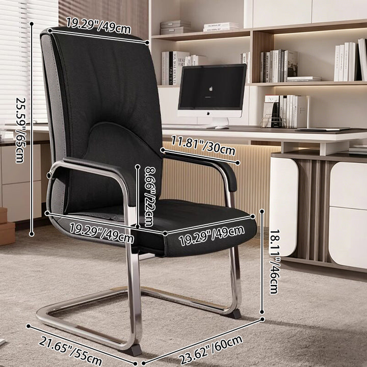 Modern Minimalist Rectangular Microfiber Leather Steel Desk Chair Backrest Armrest For Home Office