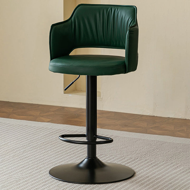 Contemporary Scandinavian Curved Silicone Leather Plywood Steel Adjustable Bar Stool Backrest Armrest For Dining Room