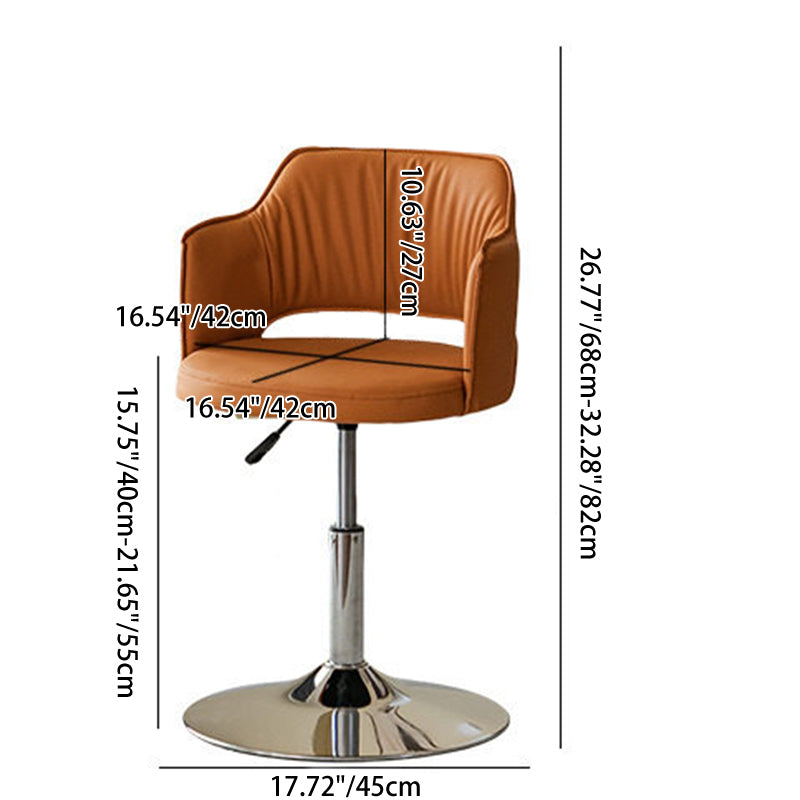 Contemporary Scandinavian Curved Silicone Leather Plywood Steel Adjustable Bar Stool Backrest Armrest For Dining Room