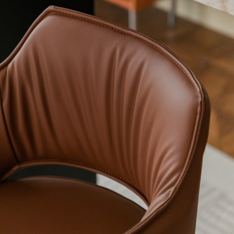 Contemporary Scandinavian Curved Silicone Leather Plywood Steel Adjustable Bar Stool Backrest Armrest For Dining Room