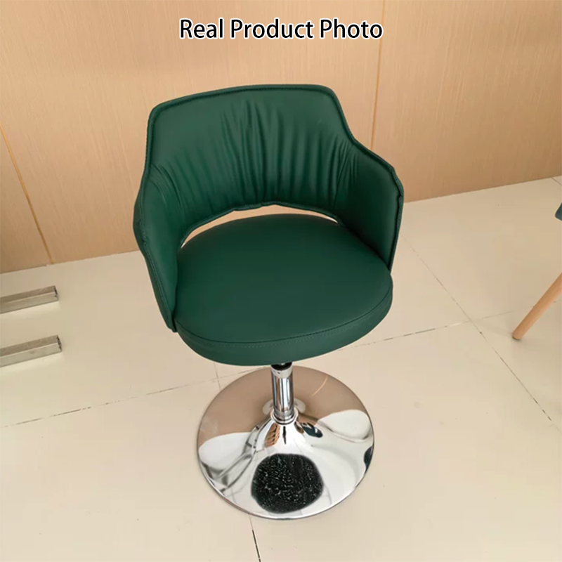Contemporary Scandinavian Curved Silicone Leather Plywood Steel Adjustable Bar Stool Backrest Armrest For Dining Room