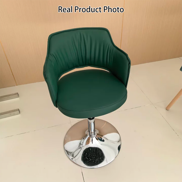 Contemporary Scandinavian Curved Silicone Leather Plywood Steel Adjustable Bar Stool Backrest Armrest For Dining Room
