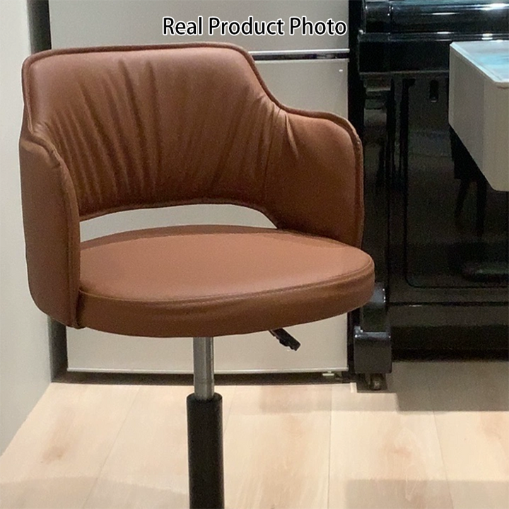 Contemporary Scandinavian Curved Silicone Leather Plywood Steel Adjustable Bar Stool Backrest Armrest For Dining Room