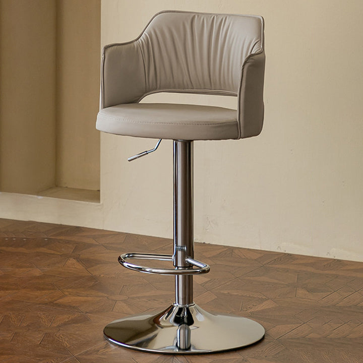 Contemporary Scandinavian Curved Silicone Leather Plywood Steel Adjustable Bar Stool Backrest Armrest For Dining Room