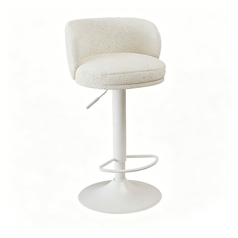 Contemporary Scandinavian PU Leather Sherpa Fabric Curved Adjustable Bar Stool Backrest For Dining Room