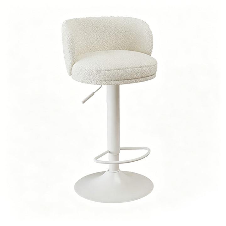 Contemporary Scandinavian PU Leather Sherpa Fabric Curved Adjustable Bar Stool Backrest For Dining Room