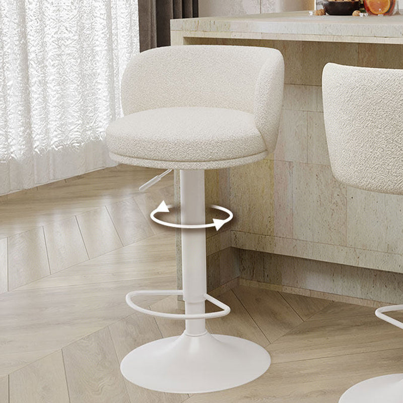 Contemporary Scandinavian PU Leather Sherpa Fabric Curved Adjustable Bar Stool Backrest For Dining Room