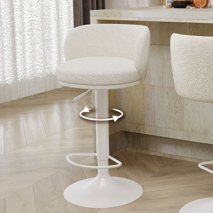 Contemporary Scandinavian PU Leather Sherpa Fabric Curved Adjustable Bar Stool Backrest For Dining Room