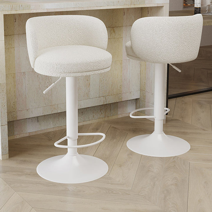 Contemporary Scandinavian PU Leather Sherpa Fabric Curved Adjustable Bar Stool Backrest For Dining Room