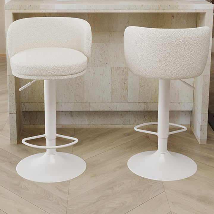 Contemporary Scandinavian PU Leather Sherpa Fabric Curved Adjustable Bar Stool Backrest For Dining Room
