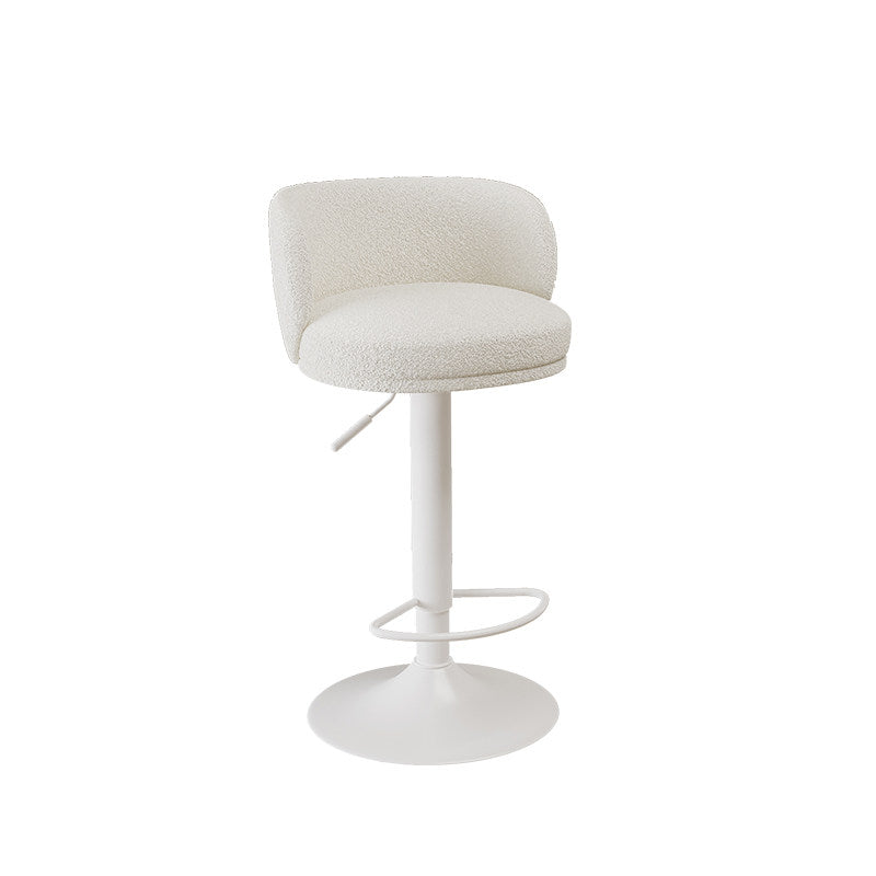 Contemporary Scandinavian PU Leather Sherpa Fabric Curved Adjustable Bar Stool Backrest For Dining Room