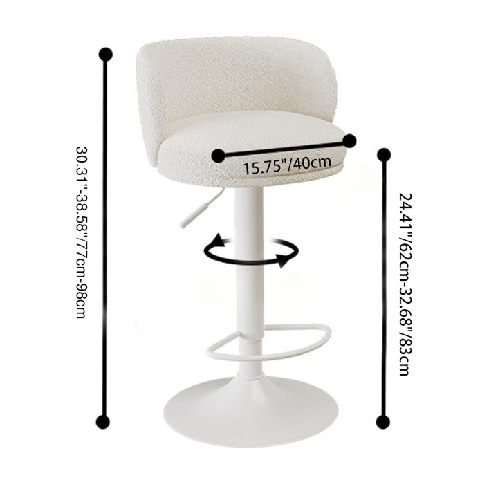 Contemporary Scandinavian PU Leather Sherpa Fabric Curved Adjustable Bar Stool Backrest For Dining Room