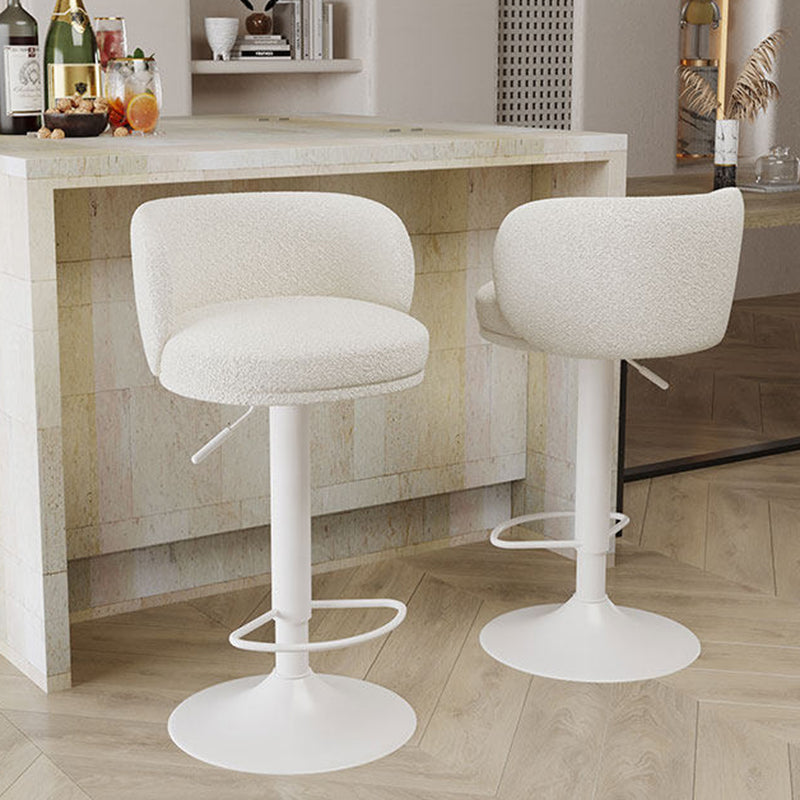 Contemporary Scandinavian PU Leather Sherpa Fabric Curved Adjustable Bar Stool Backrest For Dining Room