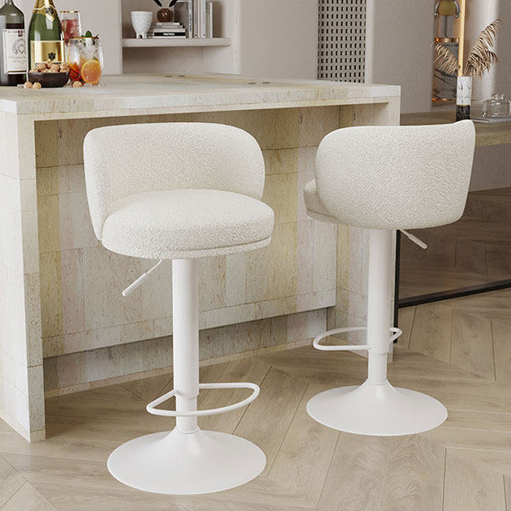 Contemporary Scandinavian PU Leather Sherpa Fabric Curved Adjustable Bar Stool Backrest For Dining Room