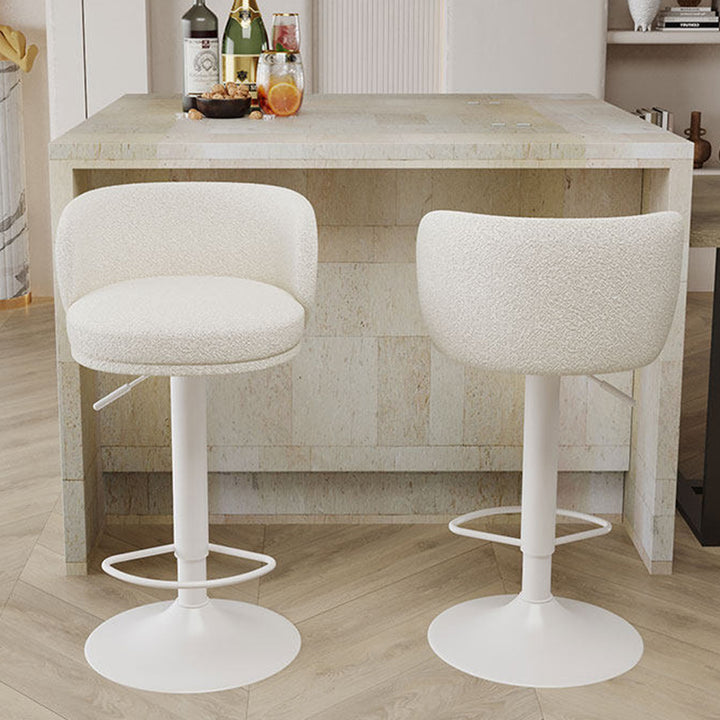 Contemporary Scandinavian PU Leather Sherpa Fabric Curved Adjustable Bar Stool Backrest For Dining Room