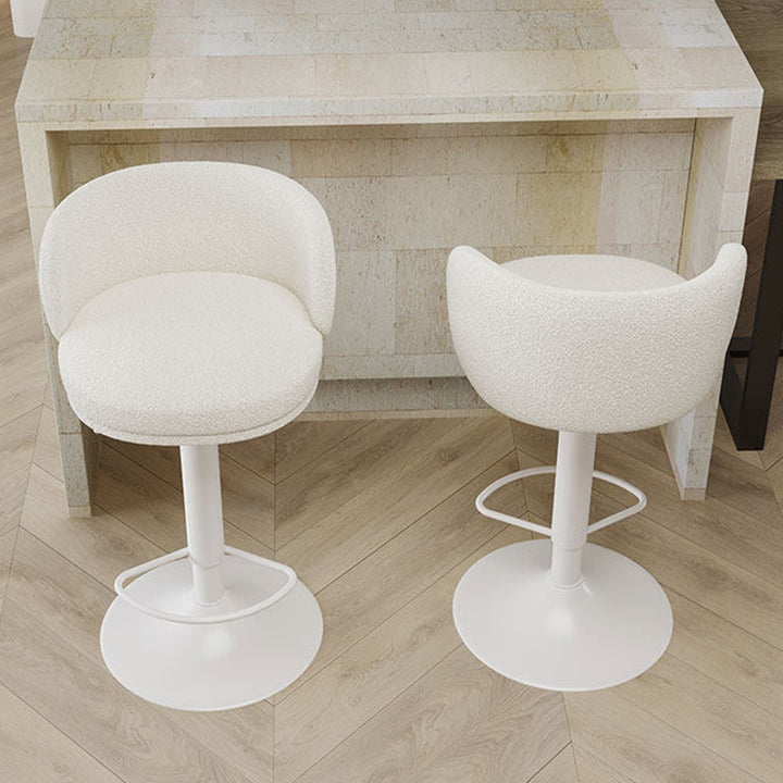 Contemporary Scandinavian PU Leather Sherpa Fabric Curved Adjustable Bar Stool Backrest For Dining Room