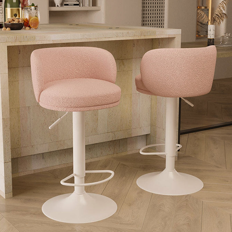 Contemporary Scandinavian PU Leather Sherpa Fabric Curved Adjustable Bar Stool Backrest For Dining Room