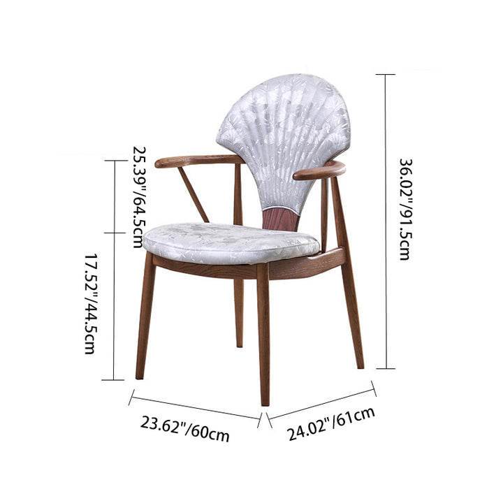 Contemporary Scandinavian Shell Shape PU Leather Ash Dining Chair Backrest Armrest For Dining Room