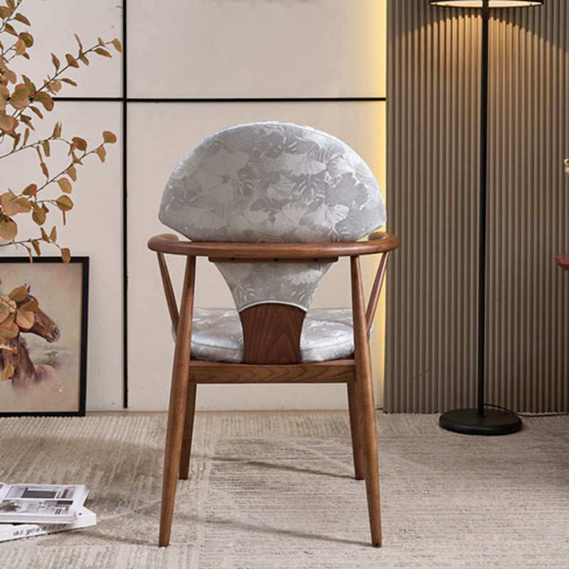 Contemporary Scandinavian Shell Shape PU Leather Ash Dining Chair Backrest Armrest For Dining Room
