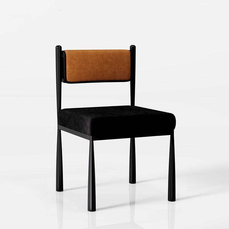 Contemporary Retro Square PU Leather Chenille Carbon Steel Dining Chair Backrest For Dining Room