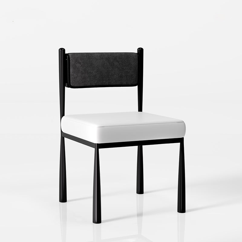 Contemporary Retro Square PU Leather Chenille Carbon Steel Dining Chair Backrest For Dining Room