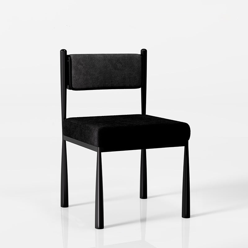 Contemporary Retro Square PU Leather Chenille Carbon Steel Dining Chair Backrest For Dining Room