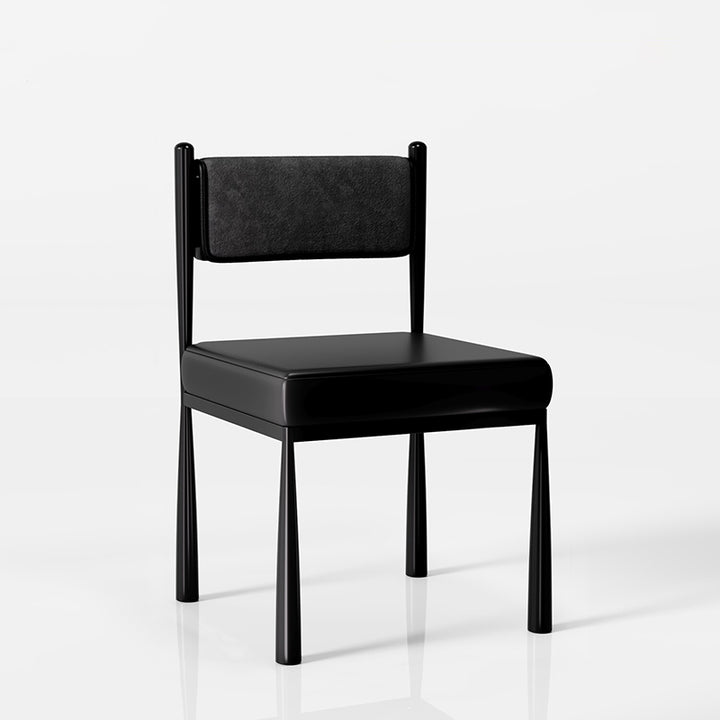 Contemporary Retro Square PU Leather Chenille Carbon Steel Dining Chair Backrest For Dining Room