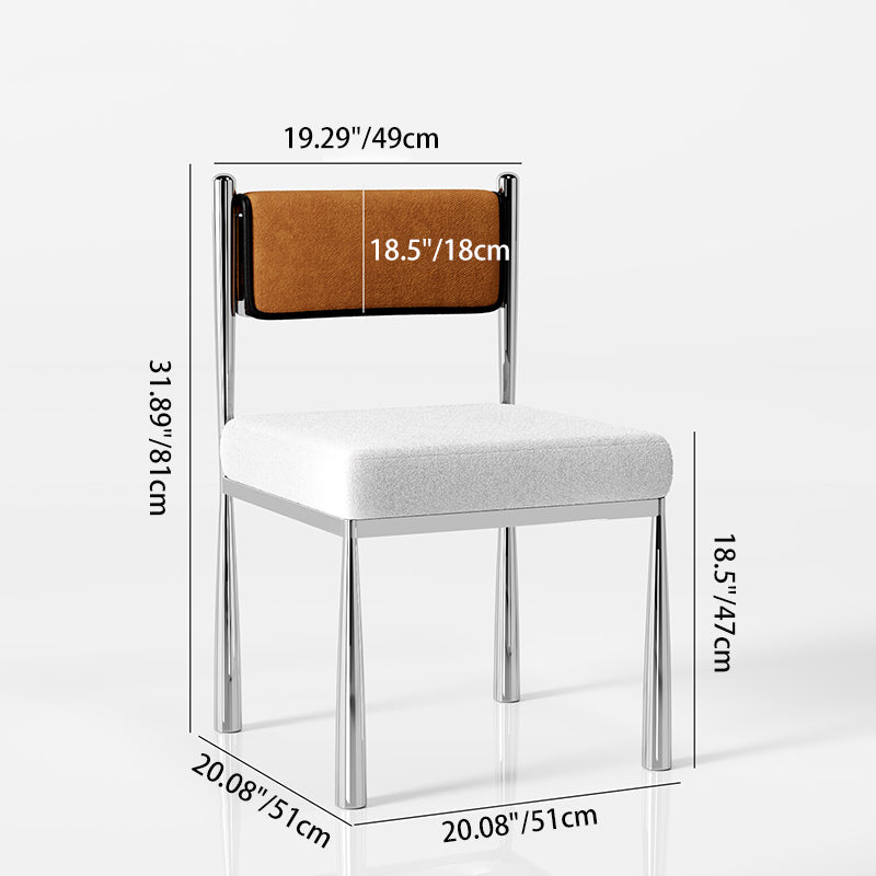 Contemporary Retro Square PU Leather Chenille Carbon Steel Dining Chair Backrest For Dining Room