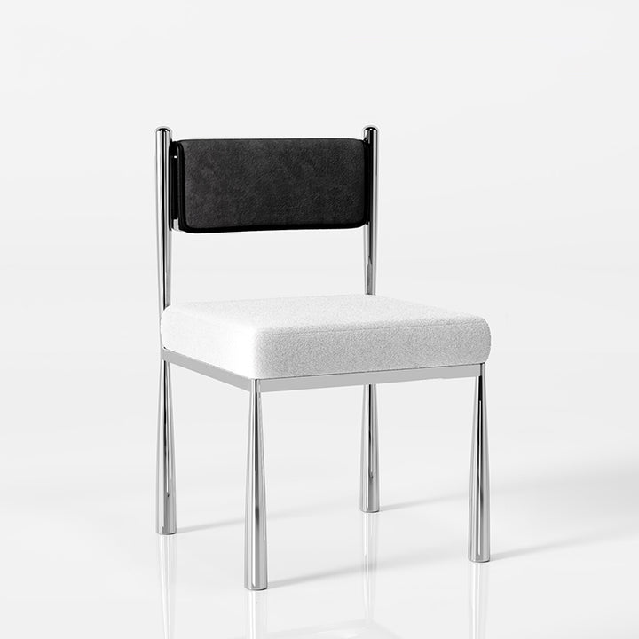 Contemporary Retro Square PU Leather Chenille Carbon Steel Dining Chair Backrest For Dining Room