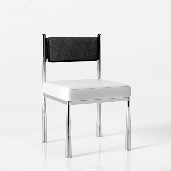 Contemporary Retro Square PU Leather Chenille Carbon Steel Dining Chair Backrest For Dining Room
