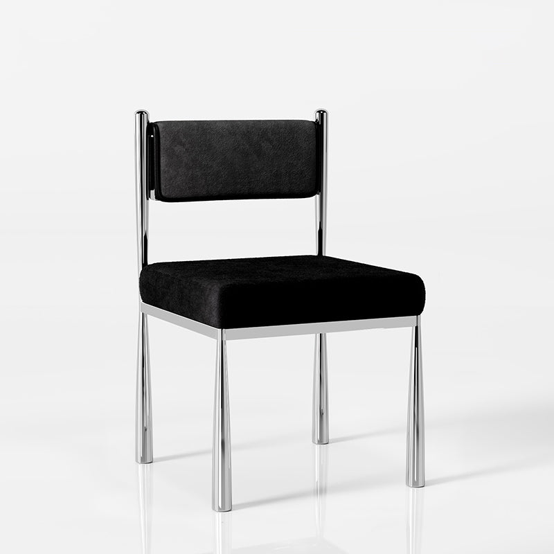 Contemporary Retro Square PU Leather Chenille Carbon Steel Dining Chair Backrest For Dining Room