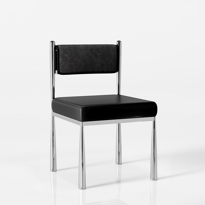 Contemporary Retro Square PU Leather Chenille Carbon Steel Dining Chair Backrest For Dining Room