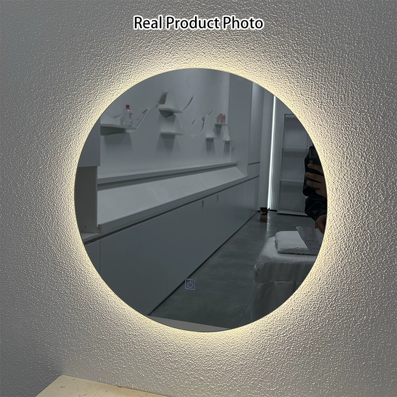 Modern Minimalist Round Glass LED Smart Wall Mirror Touch Sensor For Bathroom