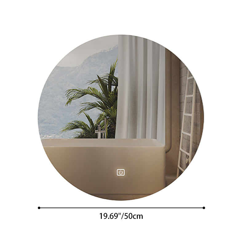 Modern Minimalist Round Glass LED Smart Wall Mirror Touch Sensor For Bathroom