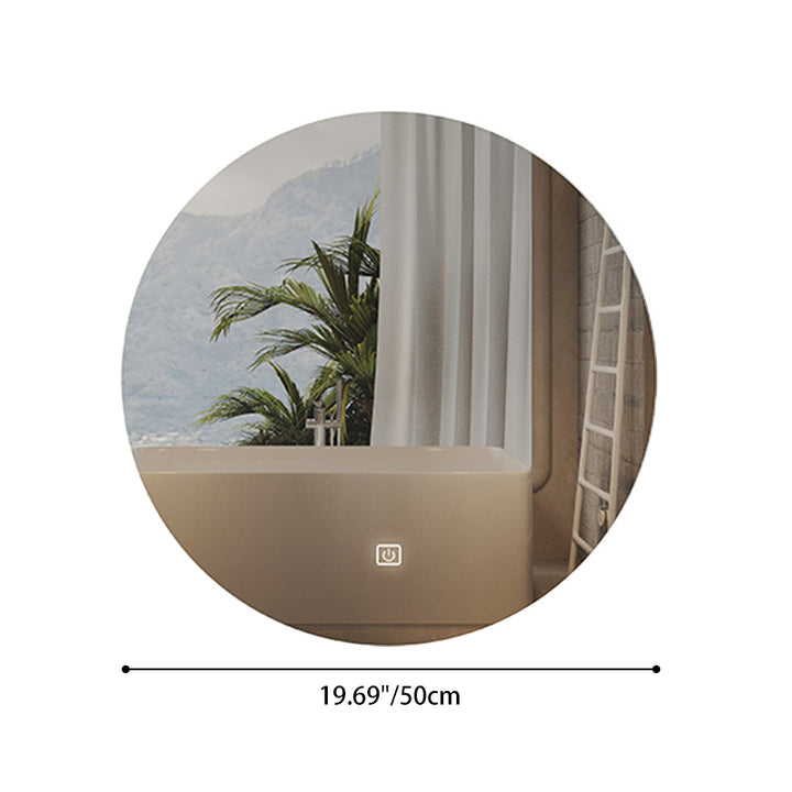Modern Minimalist Round Glass LED Smart Wall Mirror Touch Sensor For Bathroom