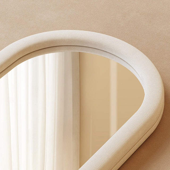 Contemporary Scandinavian Rounded Rectangle Glass MDF Velvet Fabric Full-Length Floor Mirror For Bedroom