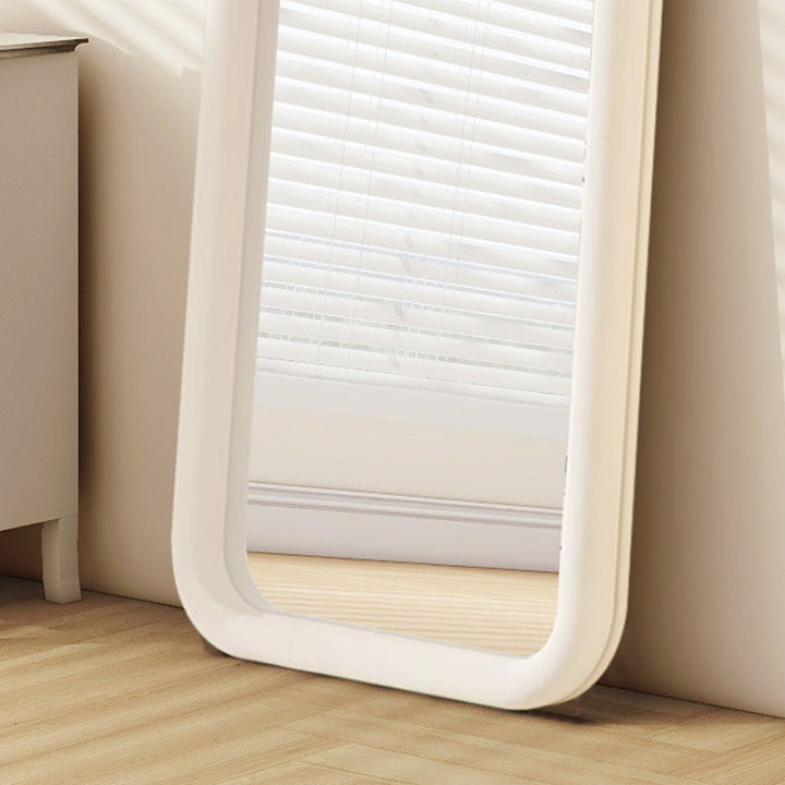 Contemporary Scandinavian Rounded Rectangle Glass MDF Velvet Fabric Full-Length Floor Mirror For Bedroom