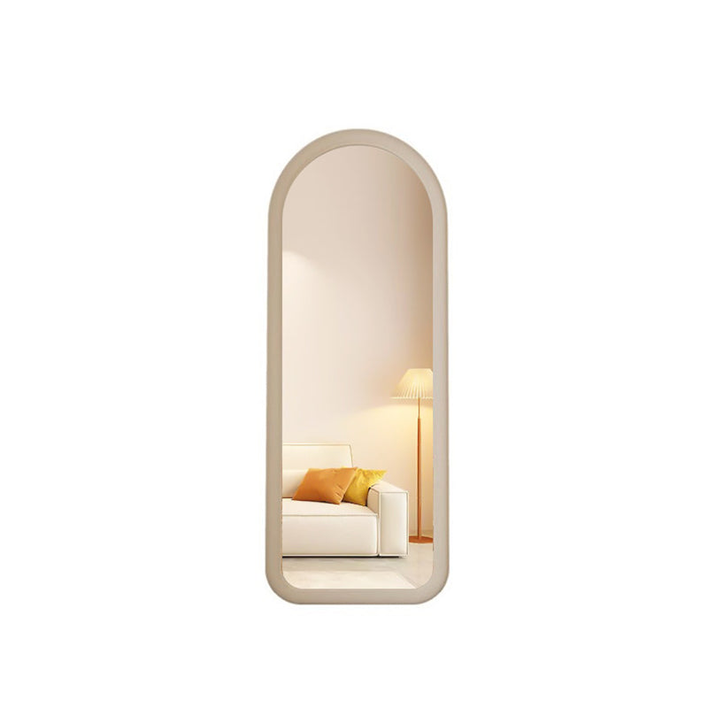 Contemporary Scandinavian Rounded Rectangle Glass MDF Velvet Fabric Full-Length Floor Mirror For Bedroom