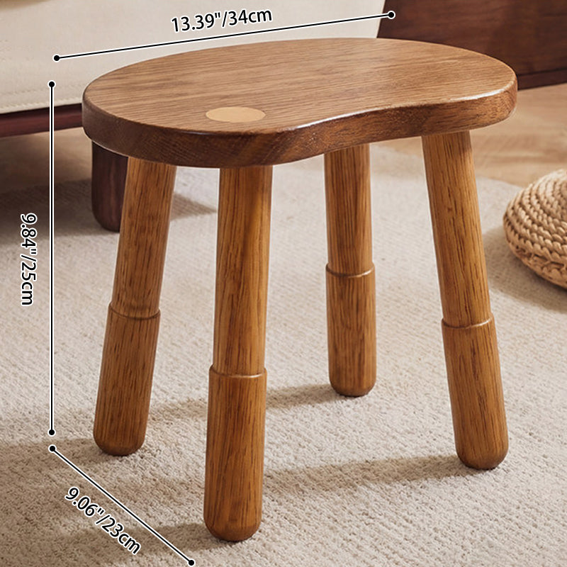 Contemporary Scandinavian Rubberwood Kids Clover Shape Square Curved Low Stool Backless For Living Room