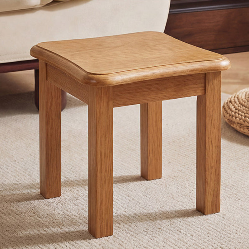 Contemporary Scandinavian Rubberwood Kids Clover Shape Square Curved Low Stool Backless For Living Room