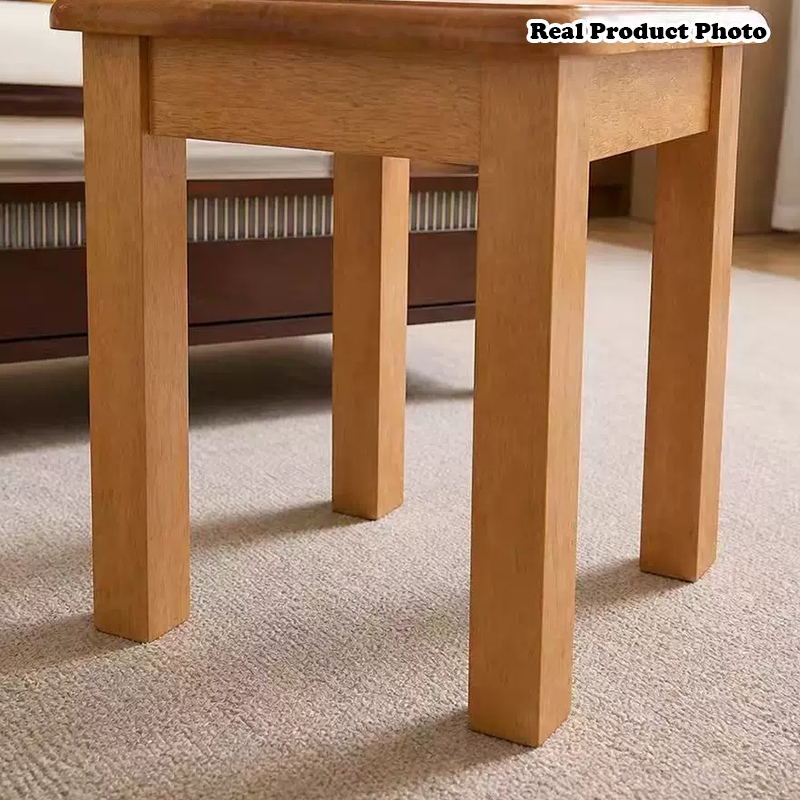 Contemporary Scandinavian Rubberwood Kids Clover Shape Square Curved Low Stool Backless For Living Room