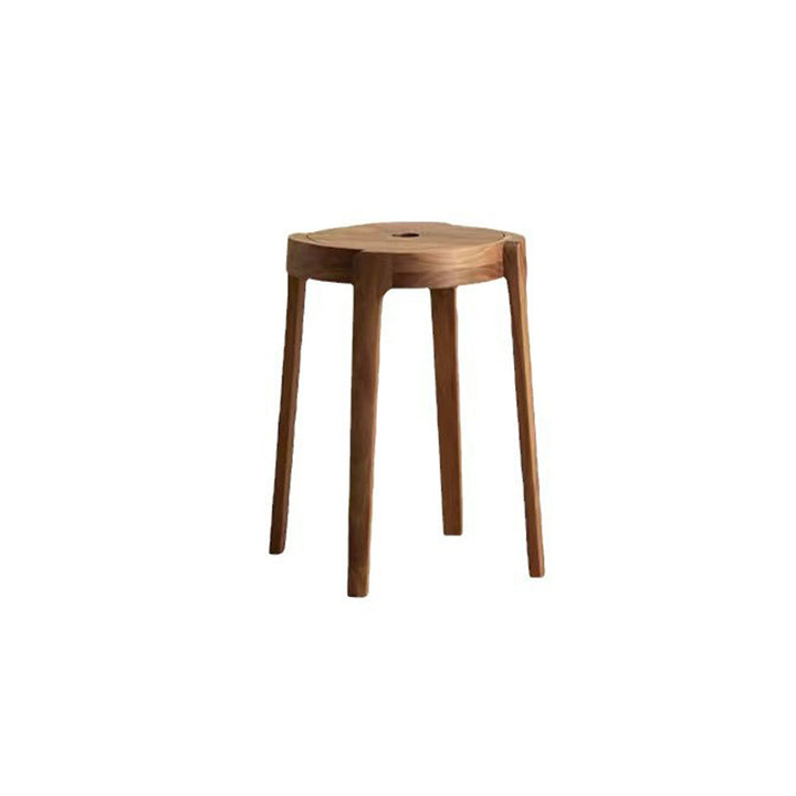 Traditional Japanese Walnut Wood Windmill Shape Stool Backless For Living Room