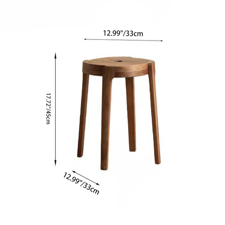 Traditional Japanese Walnut Wood Windmill Shape Stool Backless For Living Room
