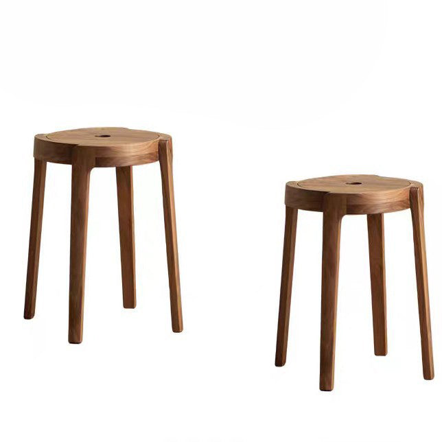 Traditional Japanese Walnut Wood Windmill Shape Stool Backless For Living Room