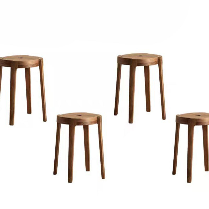 Traditional Japanese Walnut Wood Windmill Shape Stool Backless For Living Room