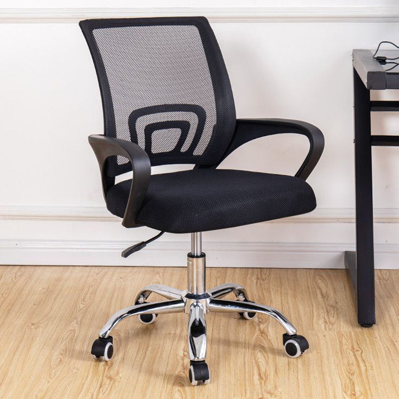Modern Minimalist Mesh Plastic Nylon Steel Curved Mobile Desk Chair Backrest Armrest For Home Office