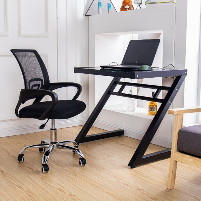 Modern Minimalist Mesh Plastic Nylon Steel Curved Mobile Desk Chair Backrest Armrest For Home Office