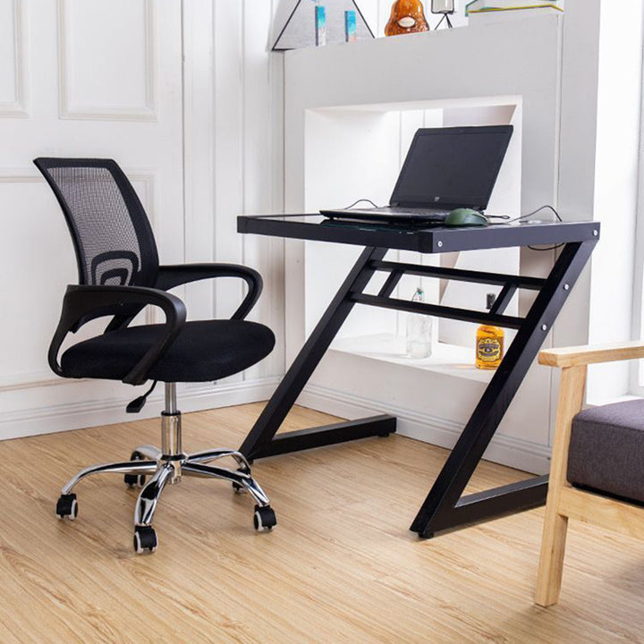 Modern Minimalist Mesh Plastic Nylon Steel Curved Mobile Desk Chair Backrest Armrest For Home Office